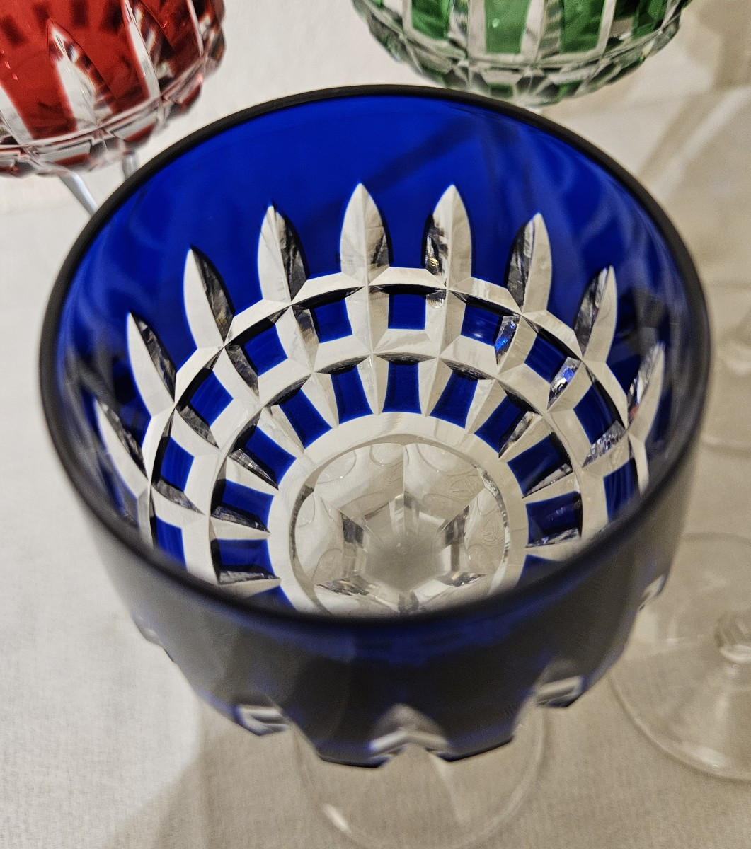 5 Rohmer Glasses - Manhattan Pattern - Saint-louis Crystal - 20th Century-photo-3