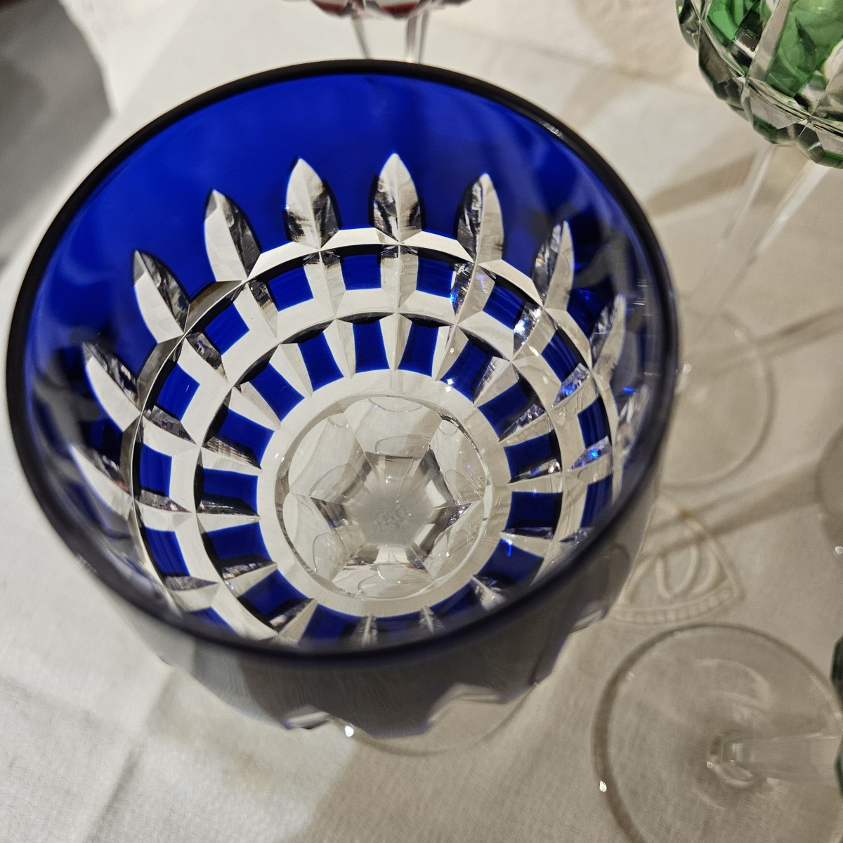 5 Rohmer Glasses - Manhattan Pattern - Saint-louis Crystal - 20th Century-photo-5