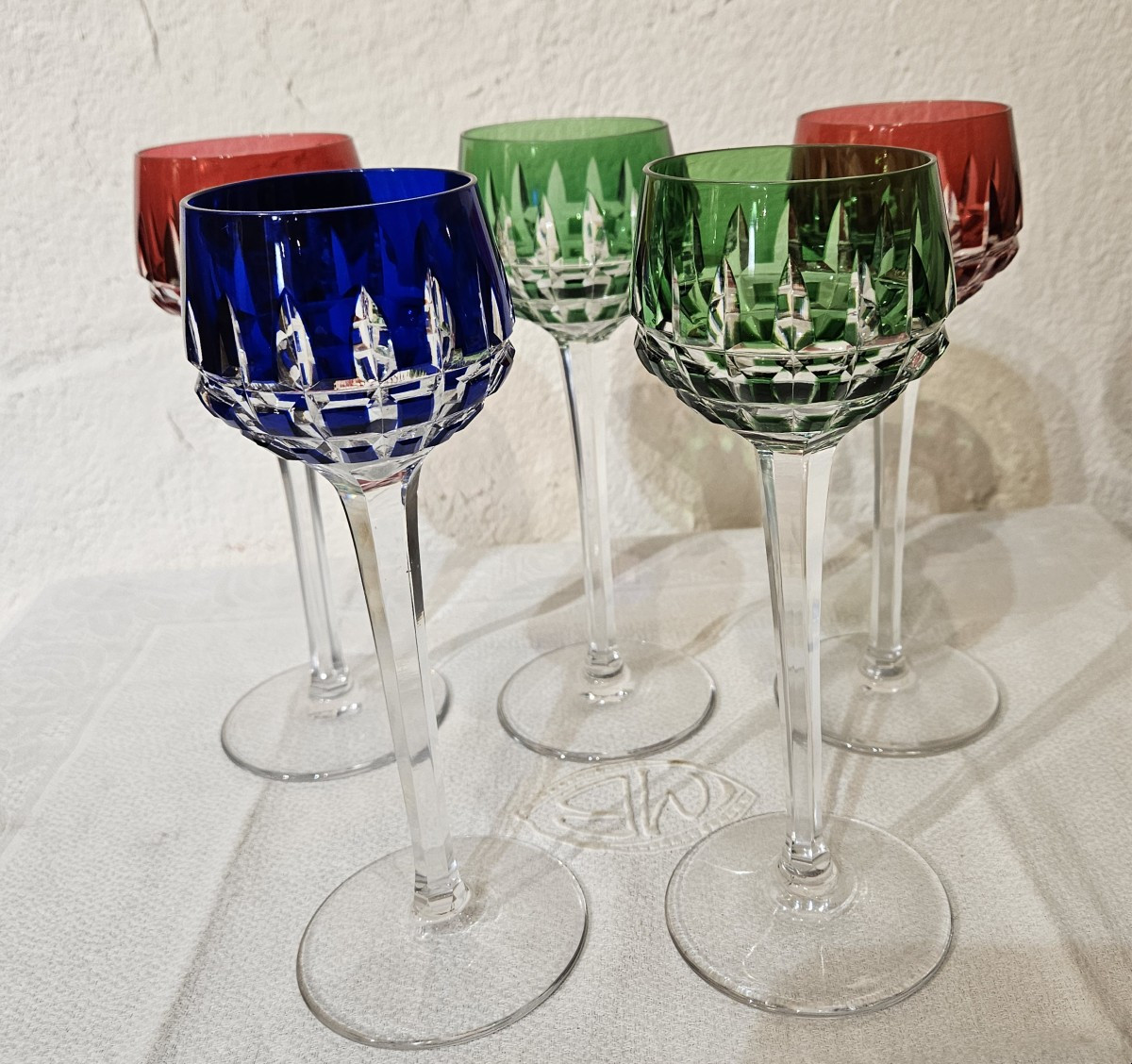 5 Rohmer Glasses - Manhattan Pattern - Saint-louis Crystal - 20th Century-photo-8