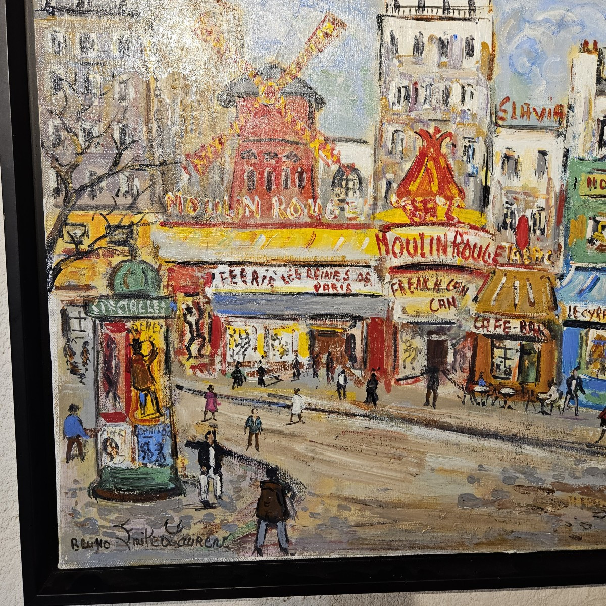 Tableau Montmartre - le Moulin Rouge - LAURENT Bruno Emile - 20ème - -photo-2