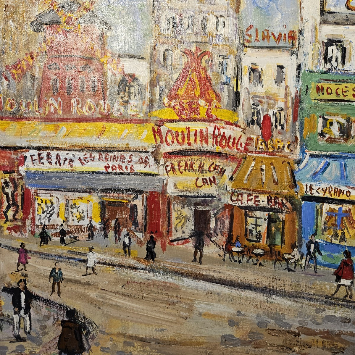 Tableau Montmartre - le Moulin Rouge - LAURENT Bruno Emile - 20ème - -photo-3