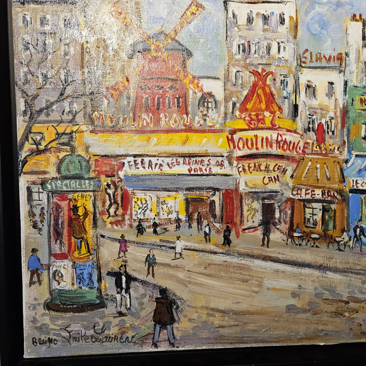 Tableau Montmartre - le Moulin Rouge - LAURENT Bruno Emile - 20ème - -photo-4