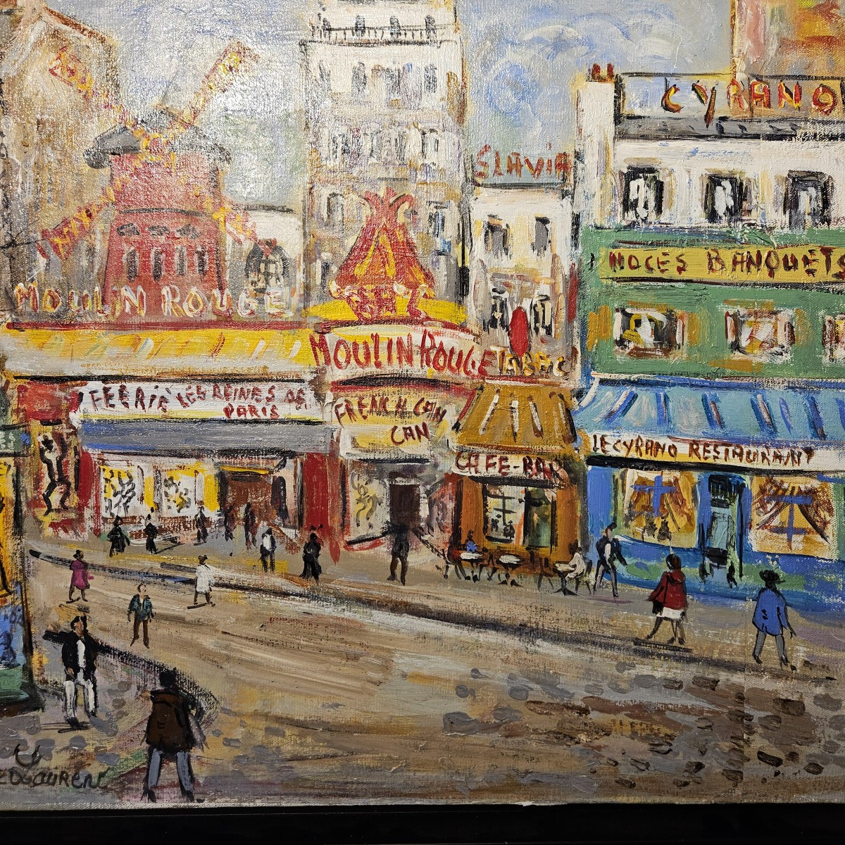 Tableau Montmartre - le Moulin Rouge - LAURENT Bruno Emile - 20ème - -photo-5