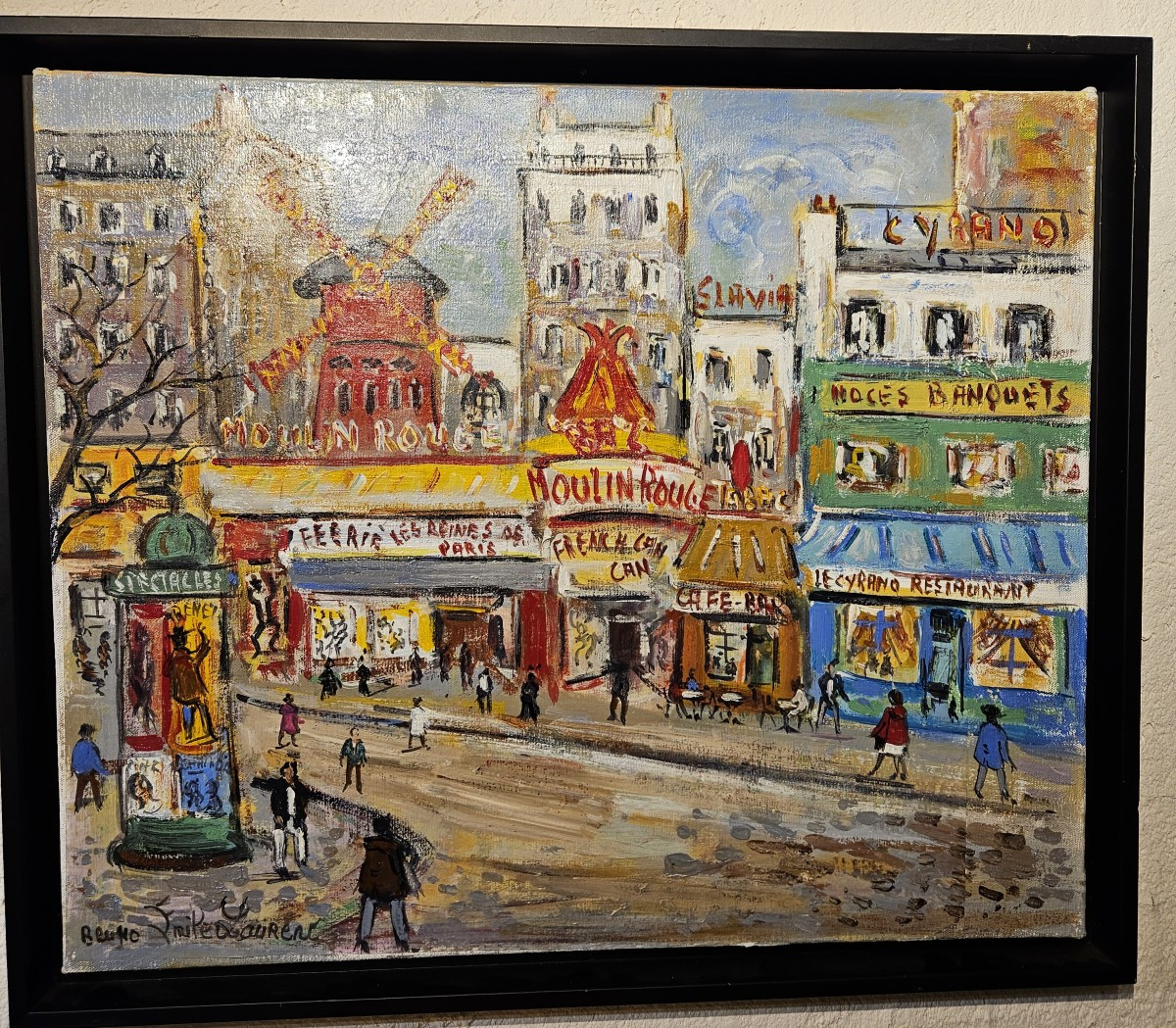 Tableau Montmartre - le Moulin Rouge - LAURENT Bruno Emile - 20ème - 