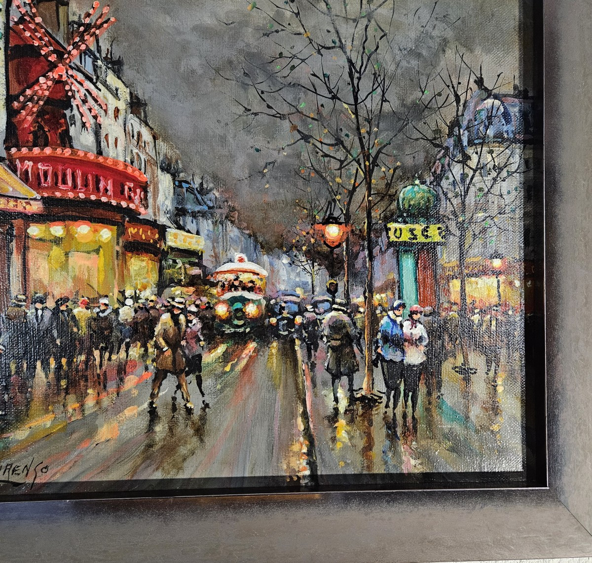 Huile sur toile "Paris la Nuit " du peintre Armand LAURENCO  -  1925  -  2004  --photo-3