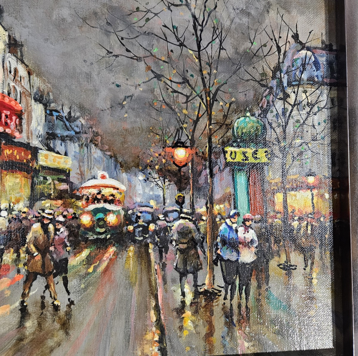 Huile sur toile "Paris la Nuit " du peintre Armand LAURENCO  -  1925  -  2004  --photo-1