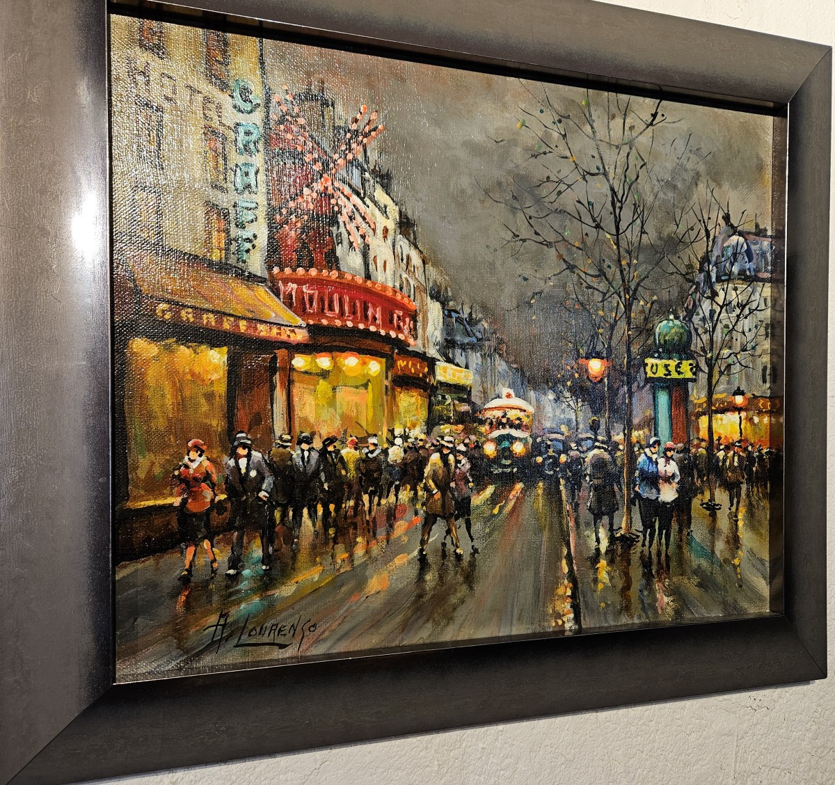 Huile sur toile "Paris la Nuit " du peintre Armand LAURENCO  -  1925  -  2004  --photo-5