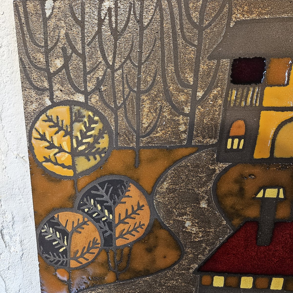 Enamelled Lava Plaque Signed J.g. Picard - Vallauris - 1964 --photo-2