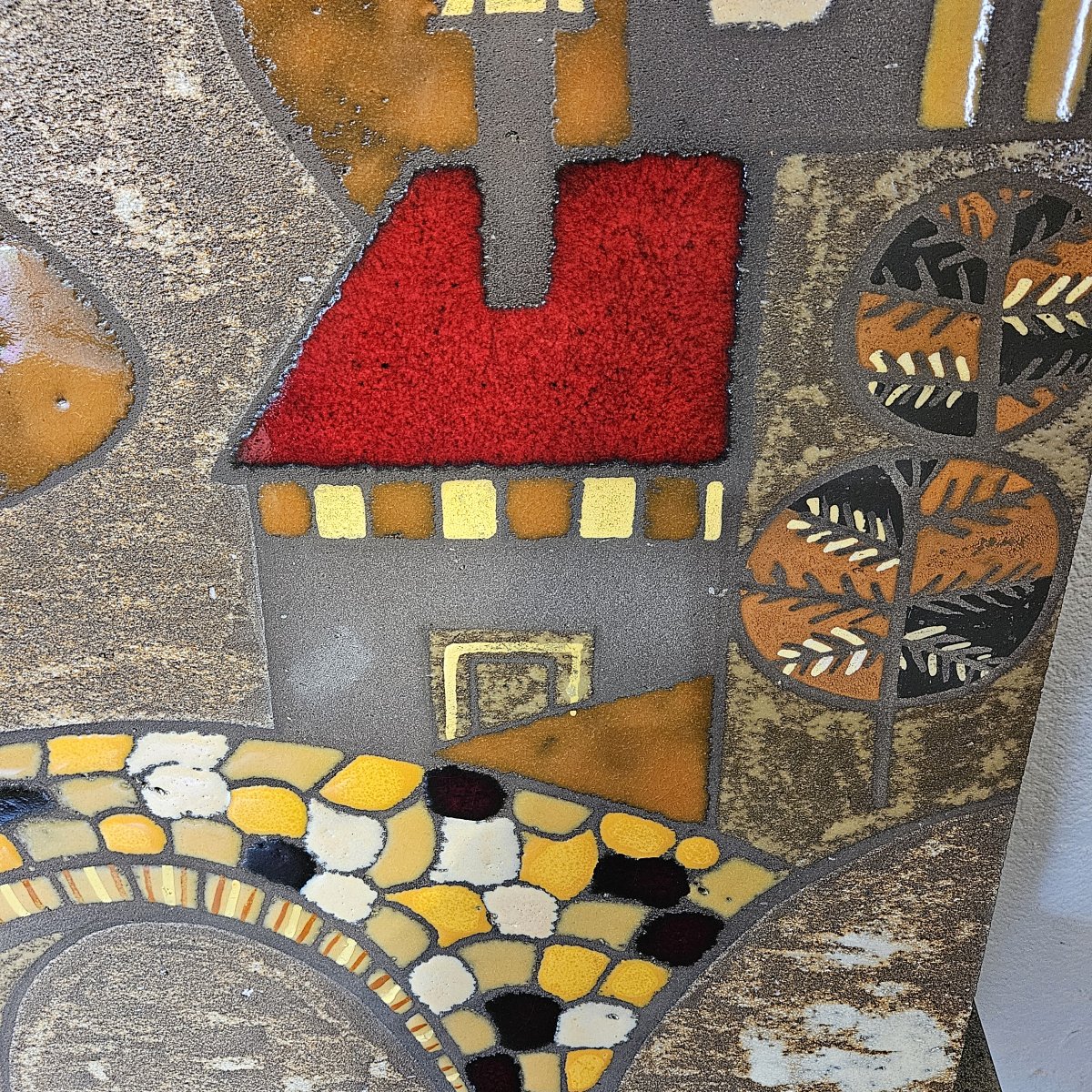 Enamelled Lava Plaque Signed J.g. Picard - Vallauris - 1964 --photo-3