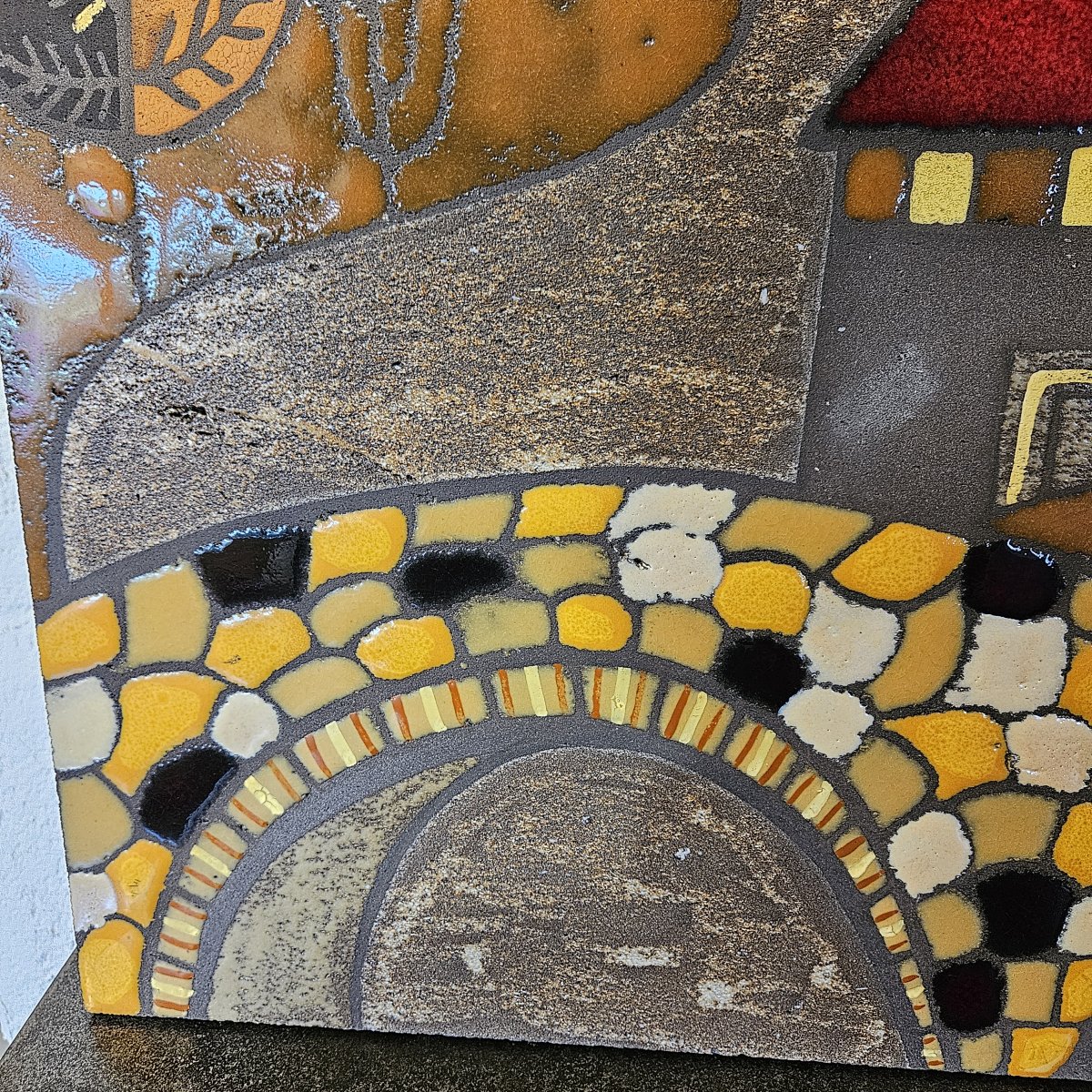 Enamelled Lava Plaque Signed J.g. Picard - Vallauris - 1964 --photo-2