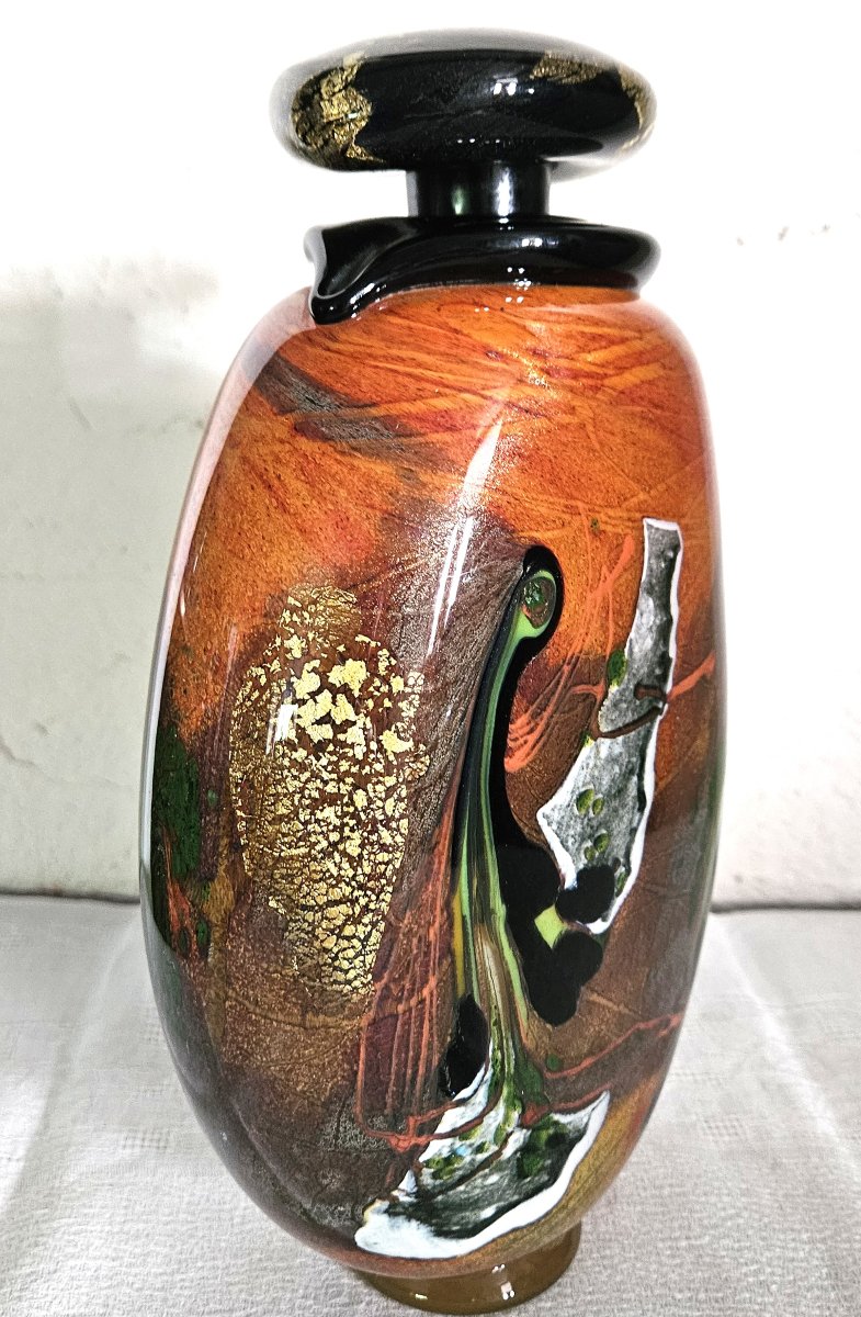 Large Glass Bottle By Robert Pierini, Born In 1950. -photo-6