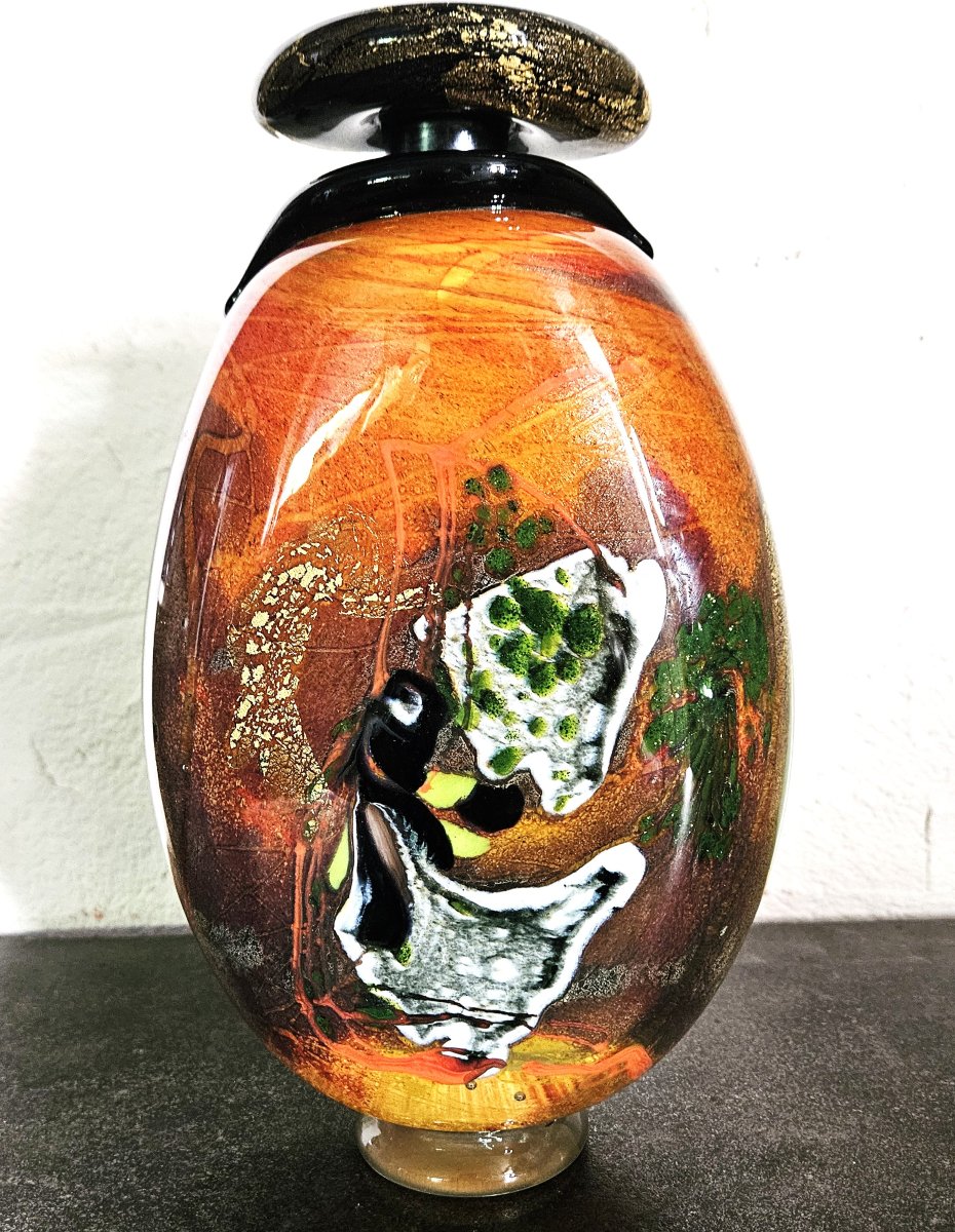 Large Glass Bottle By Robert Pierini, Born In 1950. 