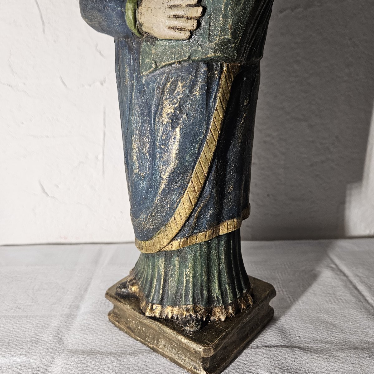 Vierge à l'enfant bois sculpté polychrome,  colonies Hispaniques XVIIème  siécle .-photo-6