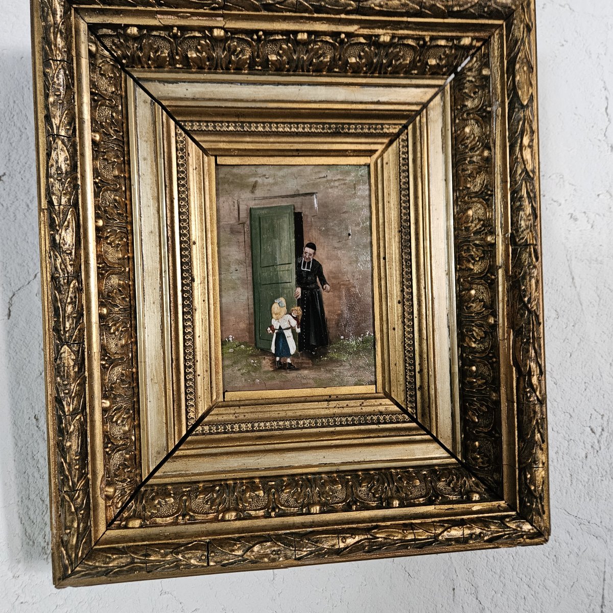 Oil On Panel  - "baptize  My Doll,  Father" -     19th-century French School -photo-8