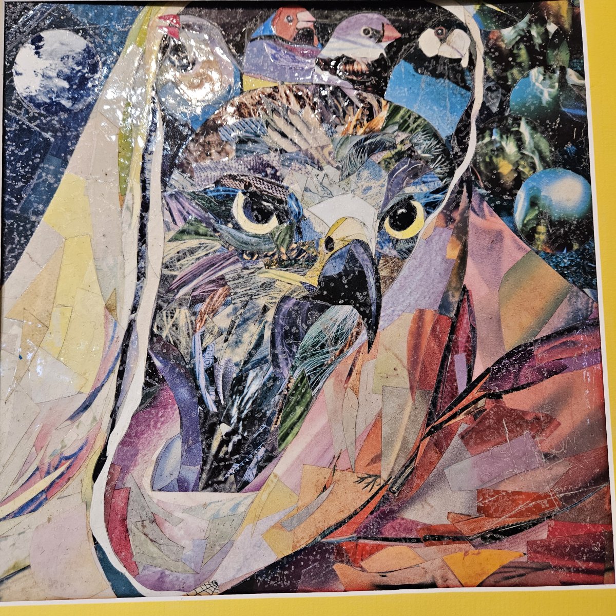 Samuel SLADOW ZACHARIAS  1932 - 2004   "Les oiseaux" Technique mixte collage et peinture  20ème-photo-2