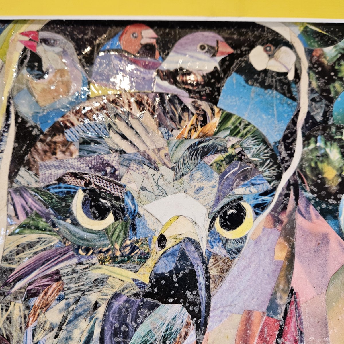 Samuel SLADOW ZACHARIAS  1932 - 2004   "Les oiseaux" Technique mixte collage et peinture  20ème-photo-4