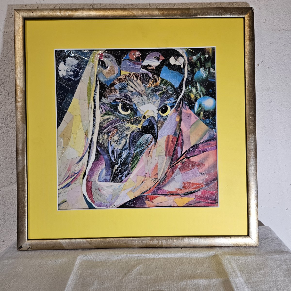Samuel SLADOW ZACHARIAS  1932 - 2004   "Les oiseaux" Technique mixte collage et peinture  20ème-photo-2