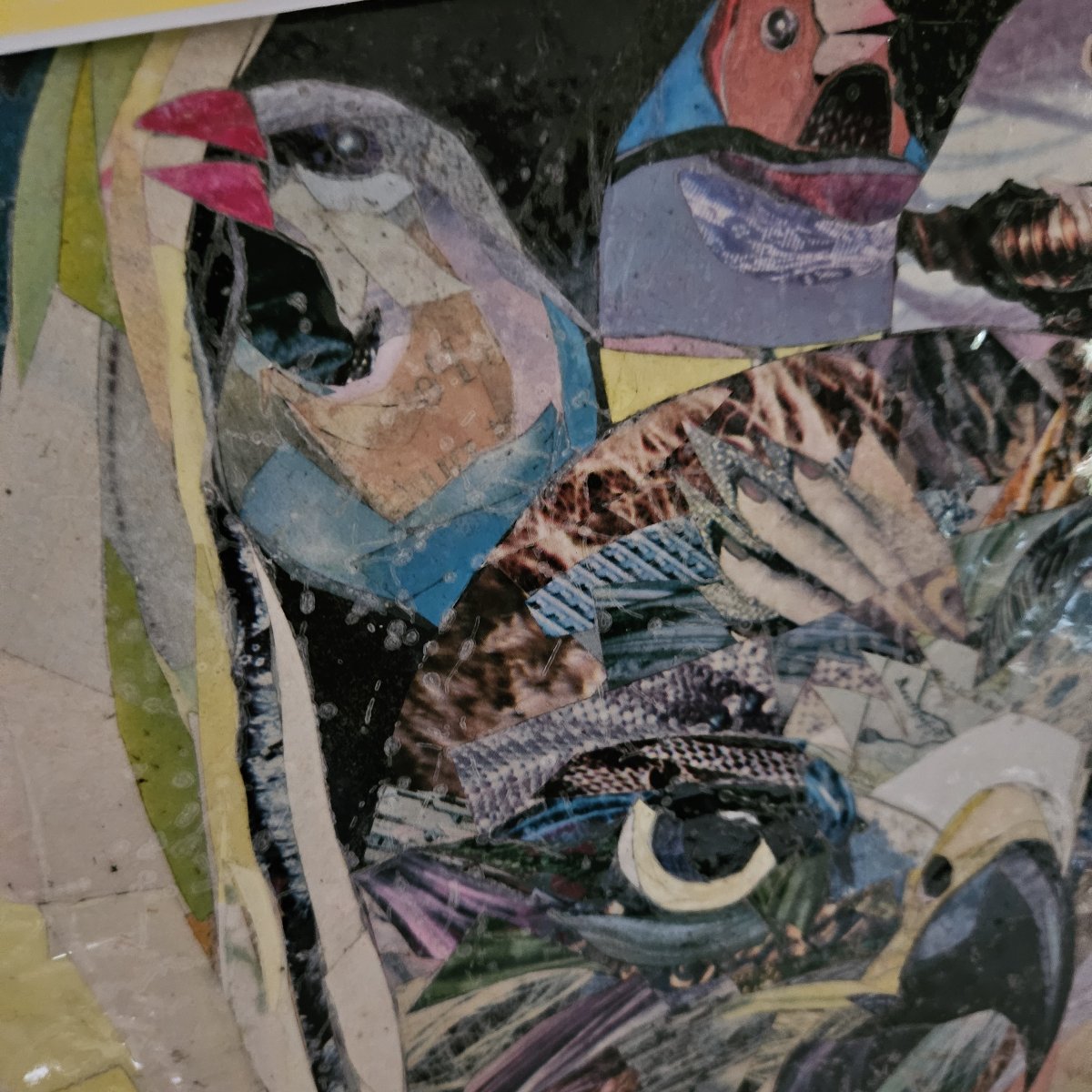 Samuel SLADOW ZACHARIAS  1932 - 2004   "Les oiseaux" Technique mixte collage et peinture  20ème-photo-5
