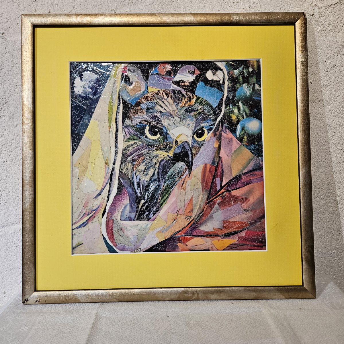 Samuel SLADOW ZACHARIAS  1932 - 2004   "Les oiseaux" Technique mixte collage et peinture  20ème-photo-6