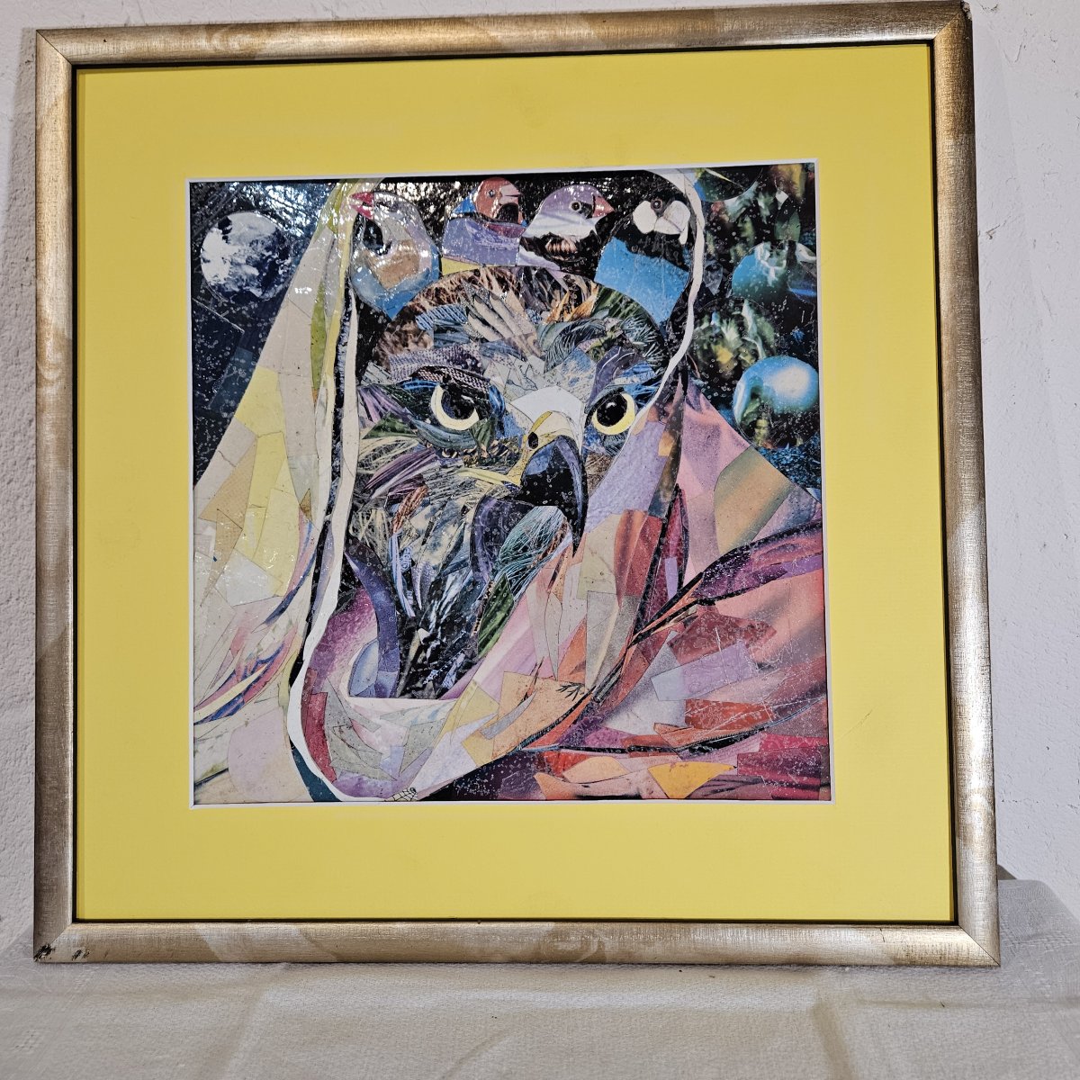 Samuel SLADOW ZACHARIAS  1932 - 2004   "Les oiseaux" Technique mixte collage et peinture  20ème-photo-7