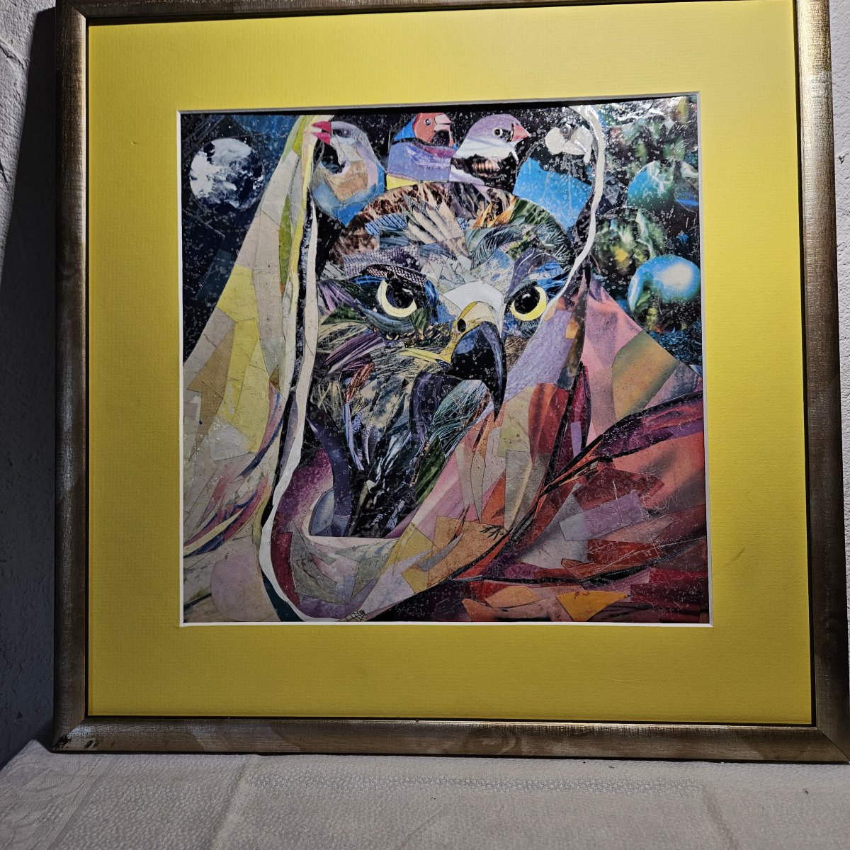 Samuel SLADOW ZACHARIAS  1932 - 2004   "Les oiseaux" Technique mixte collage et peinture  20ème-photo-8