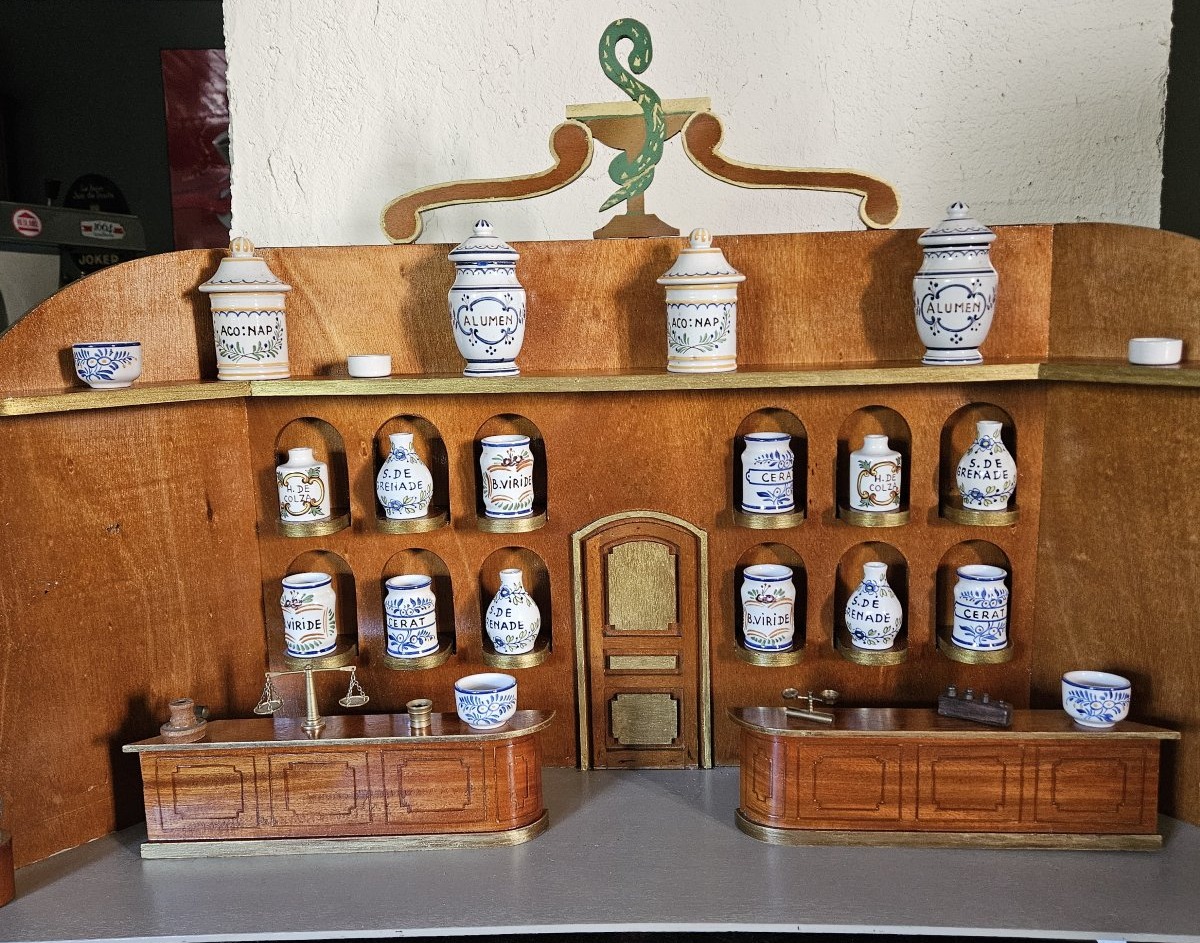 Model Of A Miniature Pharmacy — Collectible Item — 20th Century.