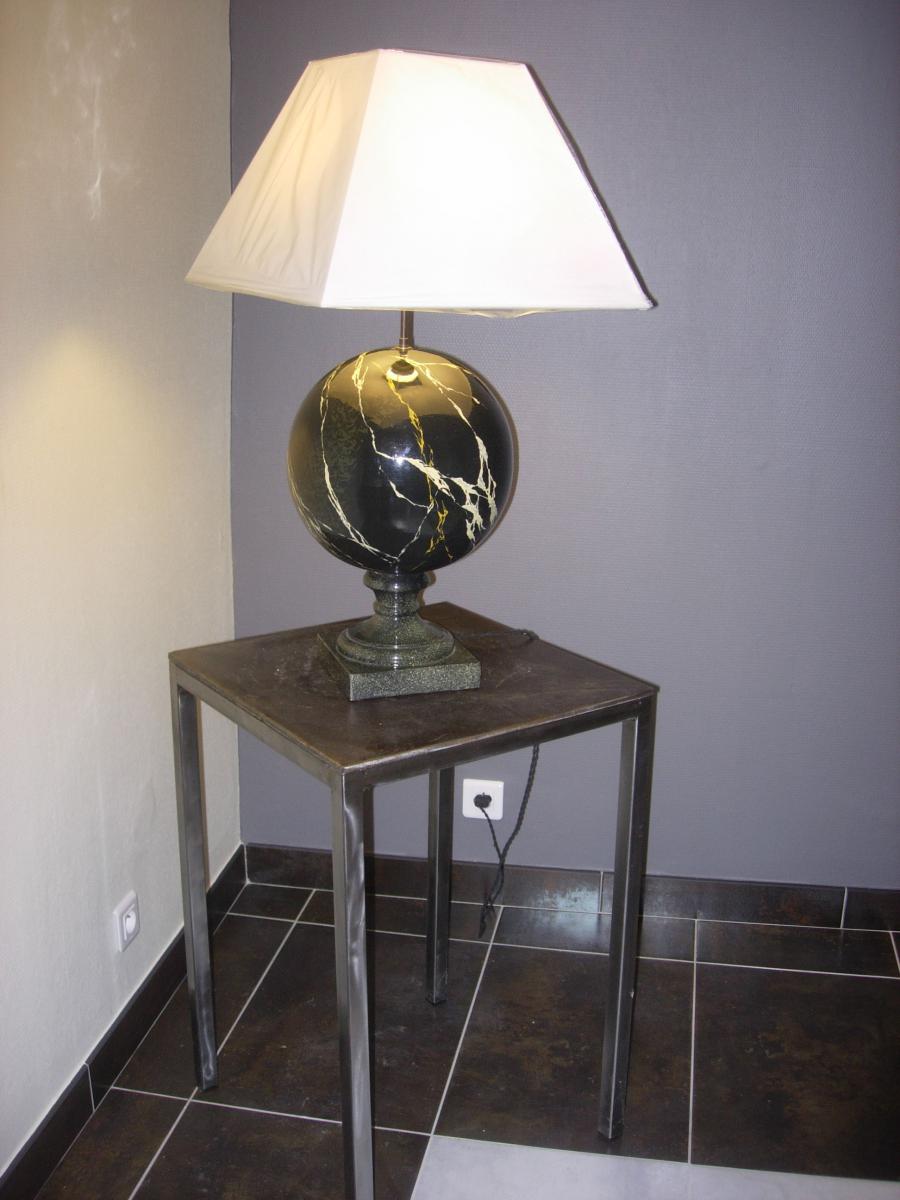 Grande Lampe En Terre Cuite émaillée en trompe l'oeil-photo-4