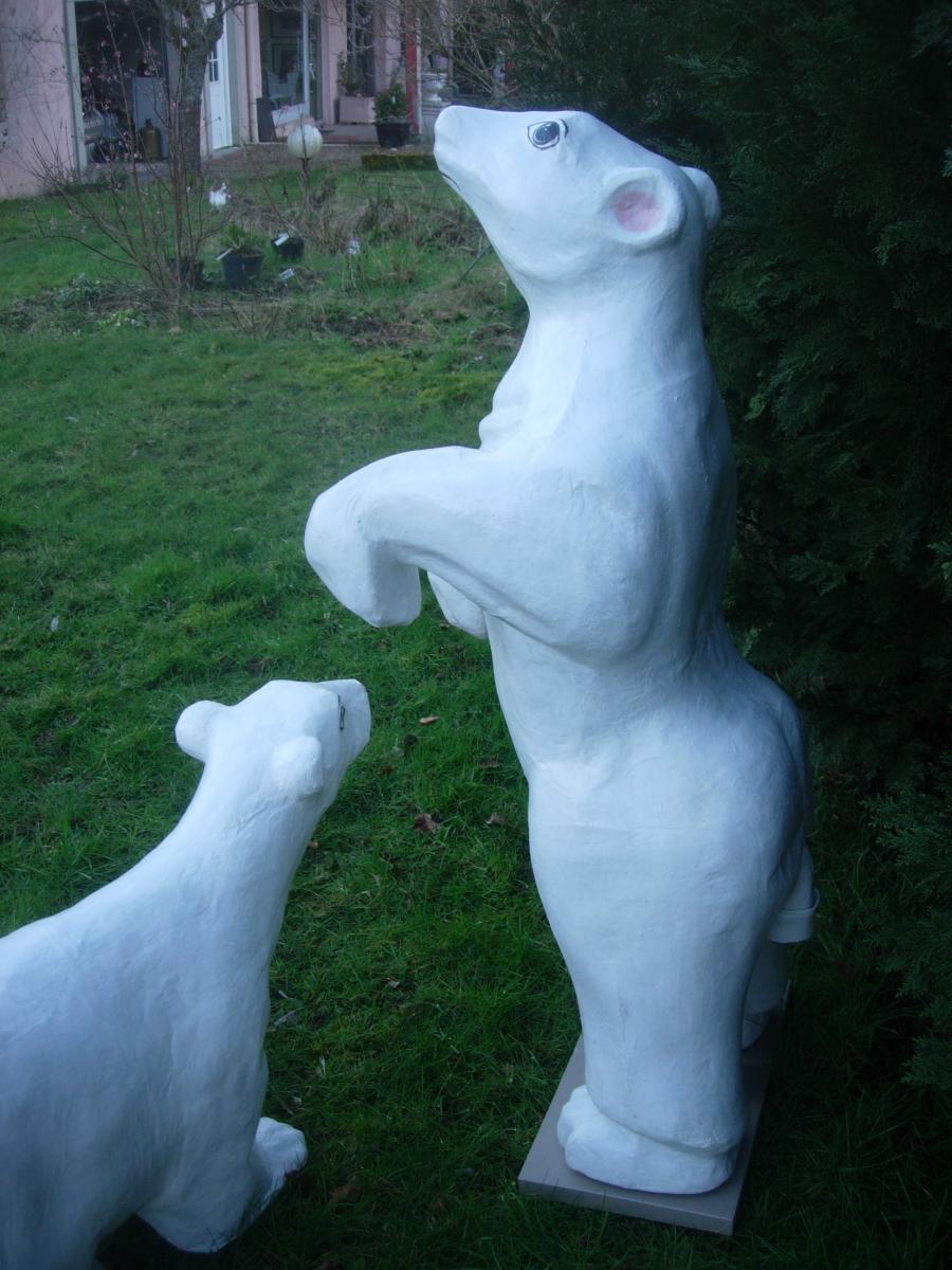 Set Of Two White Bears Emblems Of A Confectionery From Around 1930-photo-5