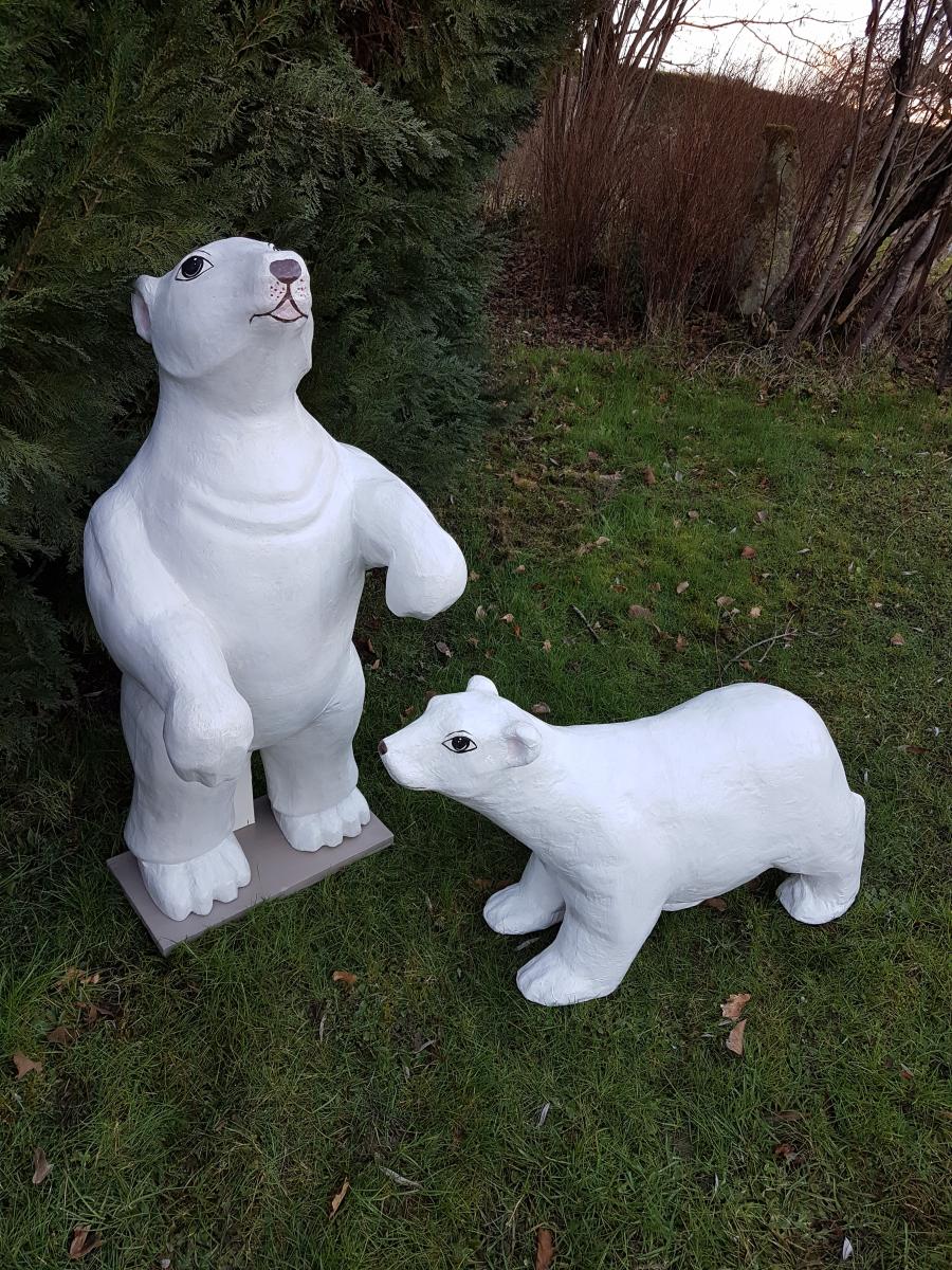 Set Of Two White Bears Emblems Of A Confectionery From Around 1930-photo-7