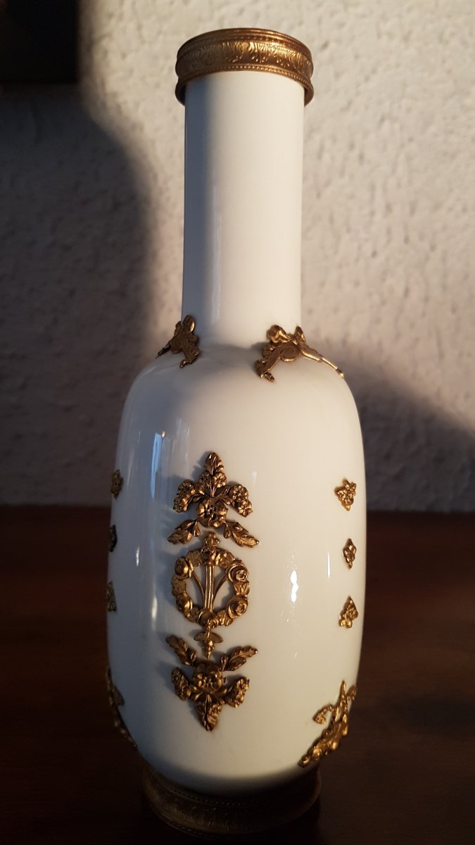 Paire De Vases En Porcelaine Décor Laiton Style Louis XVI-photo-3
