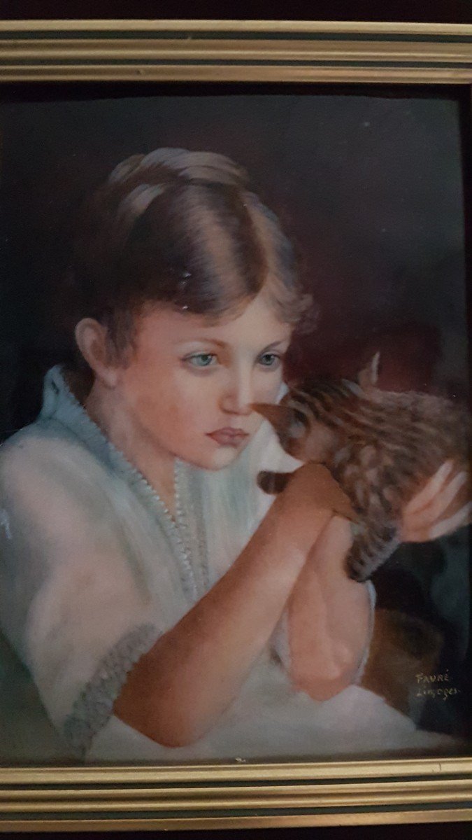 Painting Enamel De Limoges Signed Faure-photo-2