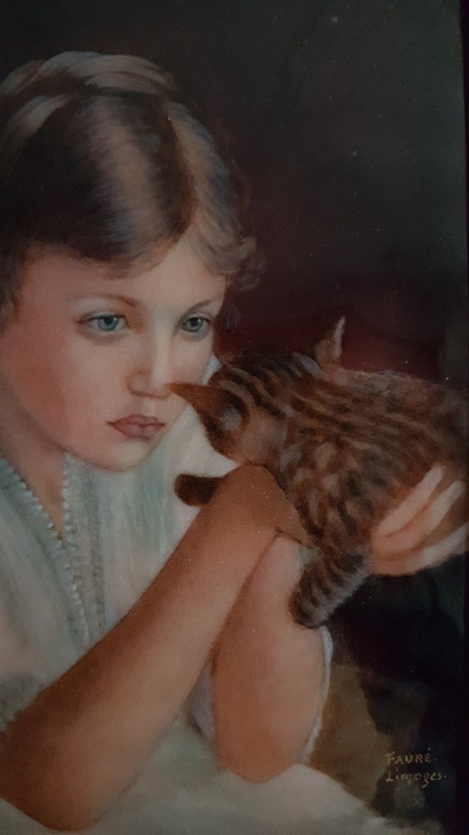 Painting Enamel De Limoges Signed Faure-photo-4