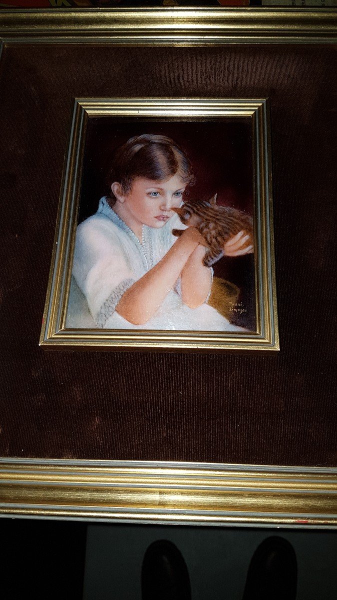 Painting Enamel De Limoges Signed Faure-photo-4