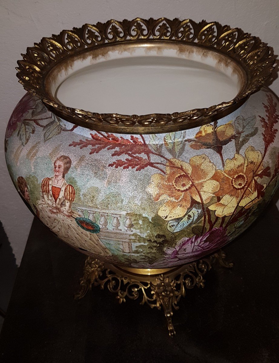 Important Cache Pot Cup In Ceramic And Gilt Bronze Late Nineteenth-photo-8