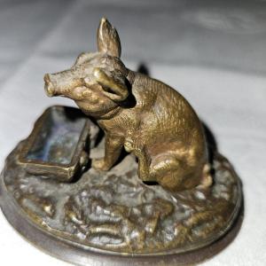 Small Bronze Pig—attributed To Christophe Fratin—circa 1830.