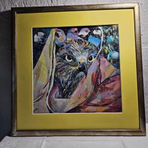 Samuel SLADOW ZACHARIAS 1932 - 2004 "Les oiseaux" Tecnique mixte collage et peinture - 20ème