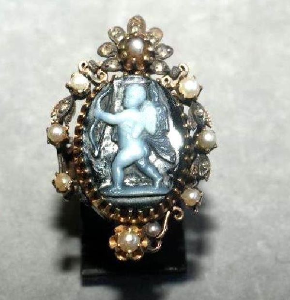 Parure de bijoux OR 18 K- Camée-3 pièces: bracelet-pendentif-bague Napoléon III-photo-3