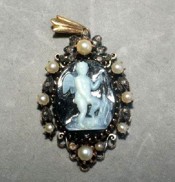 Parure de bijoux OR 18 K- Camée-3 pièces: bracelet-pendentif-bague Napoléon III-photo-4