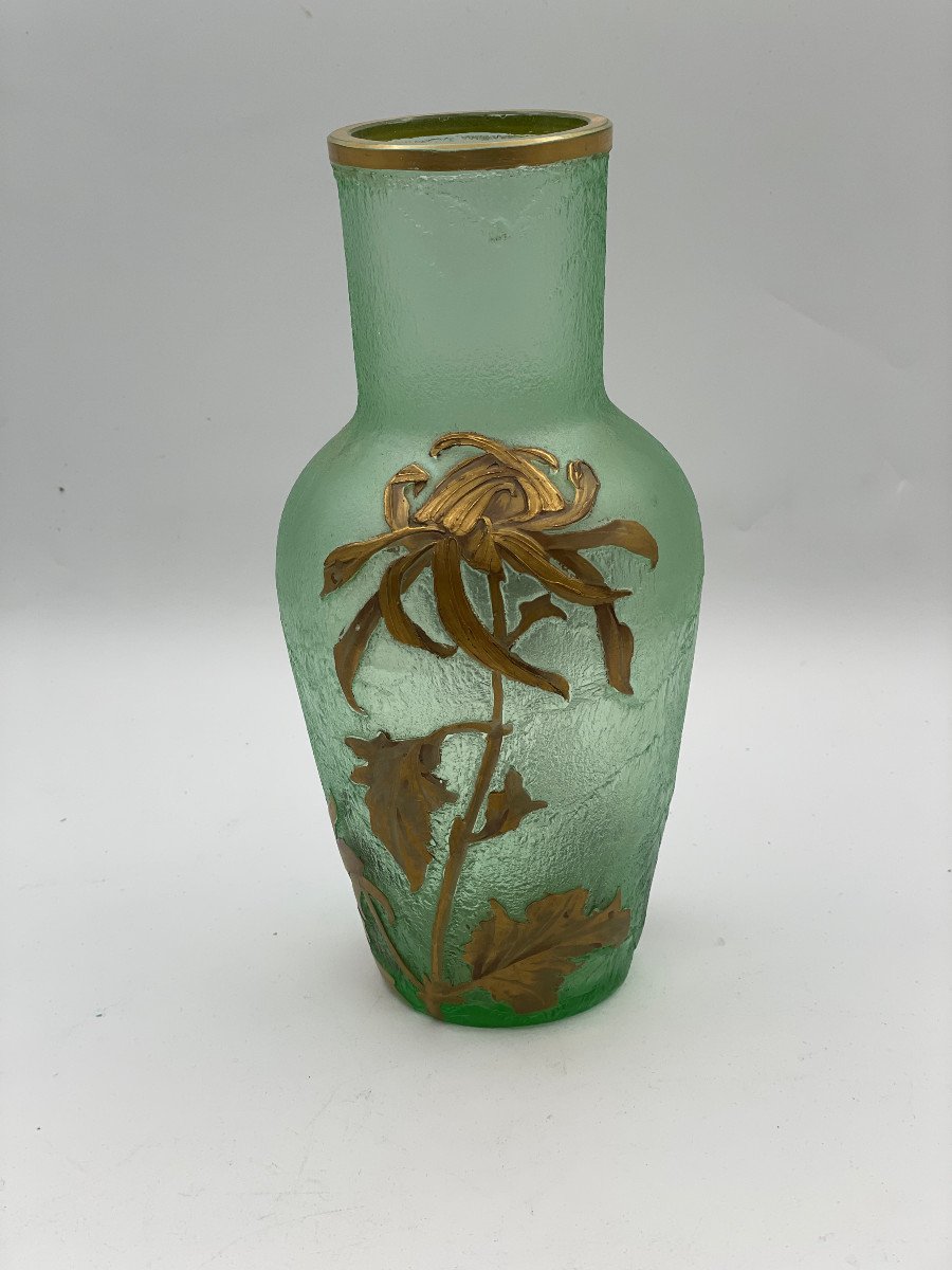 Montjoye Vase From Chez Legras - Dalhias - Acid Engraved --photo-2
