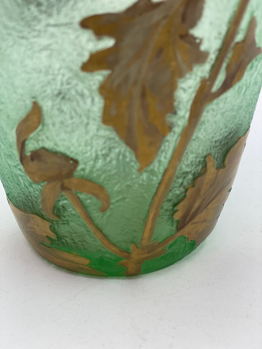 Montjoye Vase From Chez Legras - Dalhias - Acid Engraved --photo-3