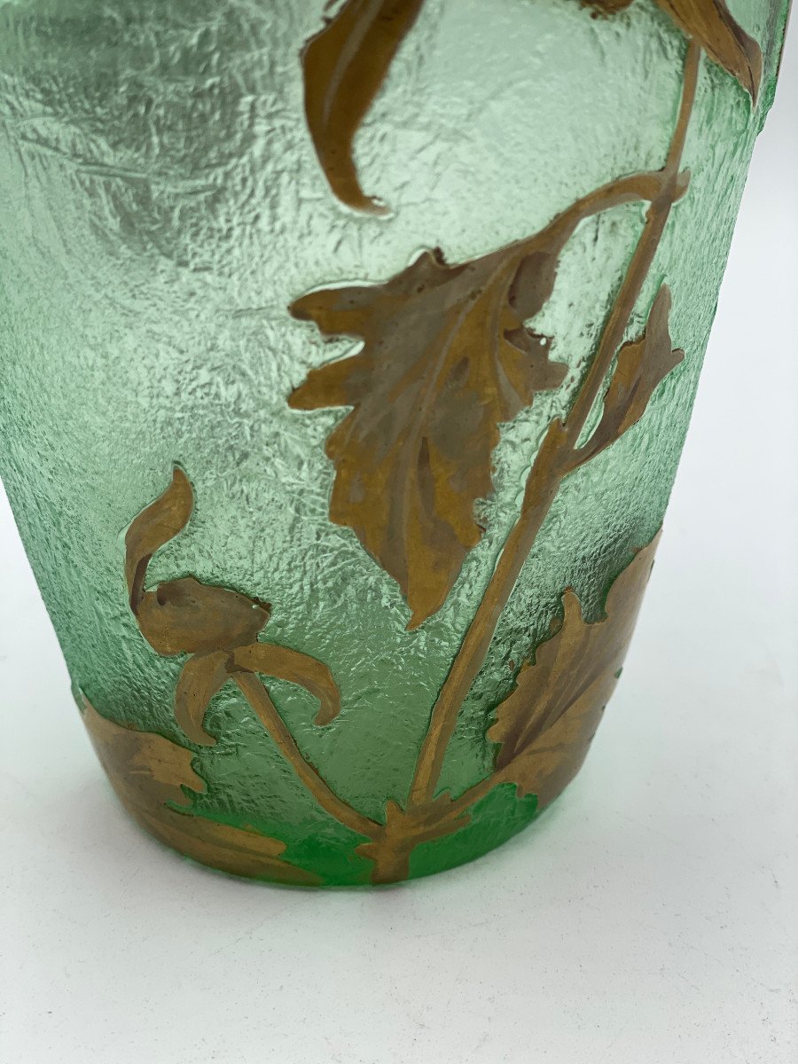 Montjoye Vase From Chez Legras - Dalhias - Acid Engraved --photo-3