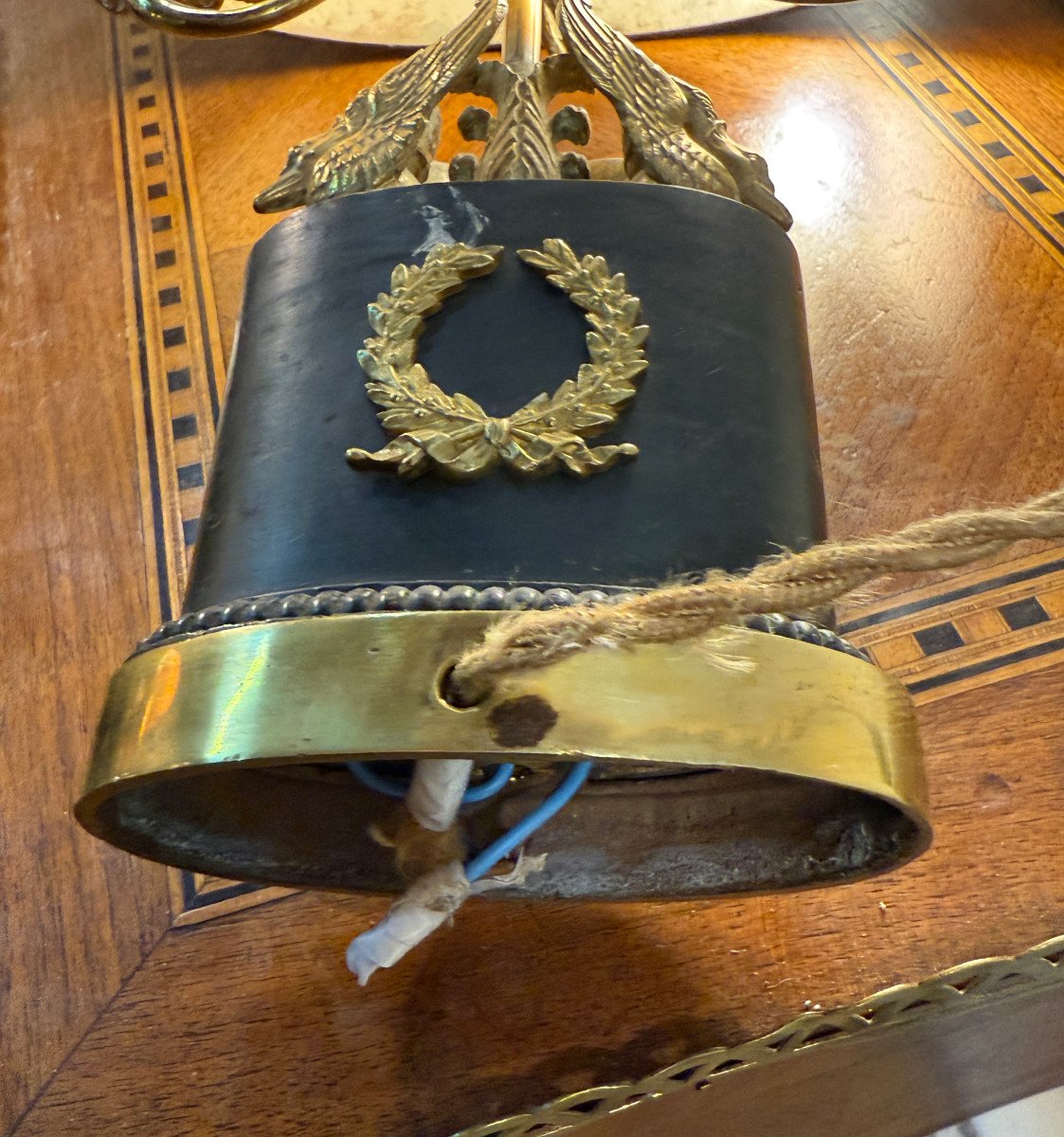 Lucien Gau Hot Water Bottle Lamp - Mid 20th Century - Gilded Bronzes - St. Empire - Swan Decor -photo-3
