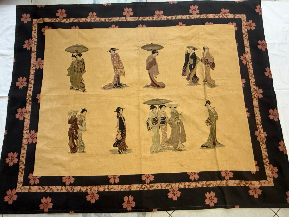 Tapisserie représentant geisha japonaises 