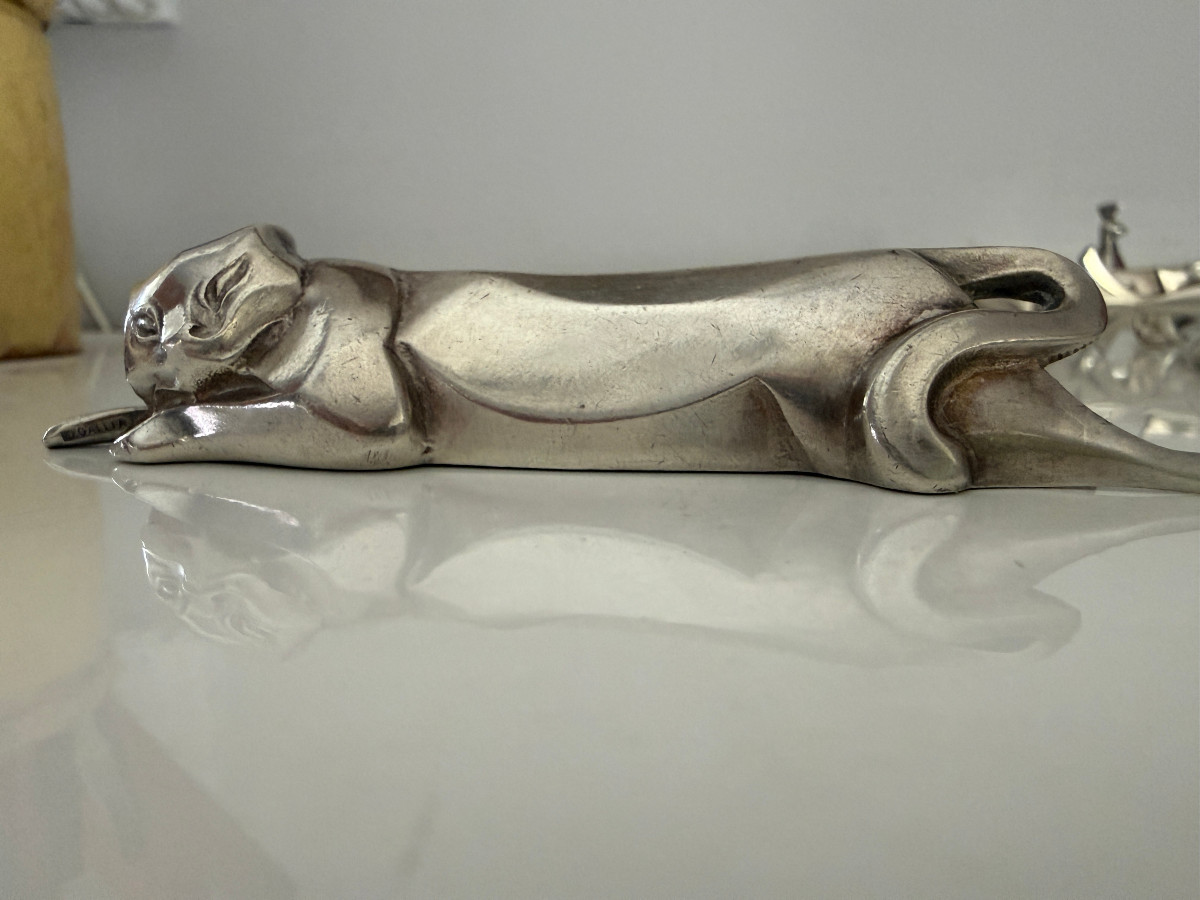 GALLIA - 12 porte-couteaux animaux différents - Métal Argenté - Art Déco-photo-2