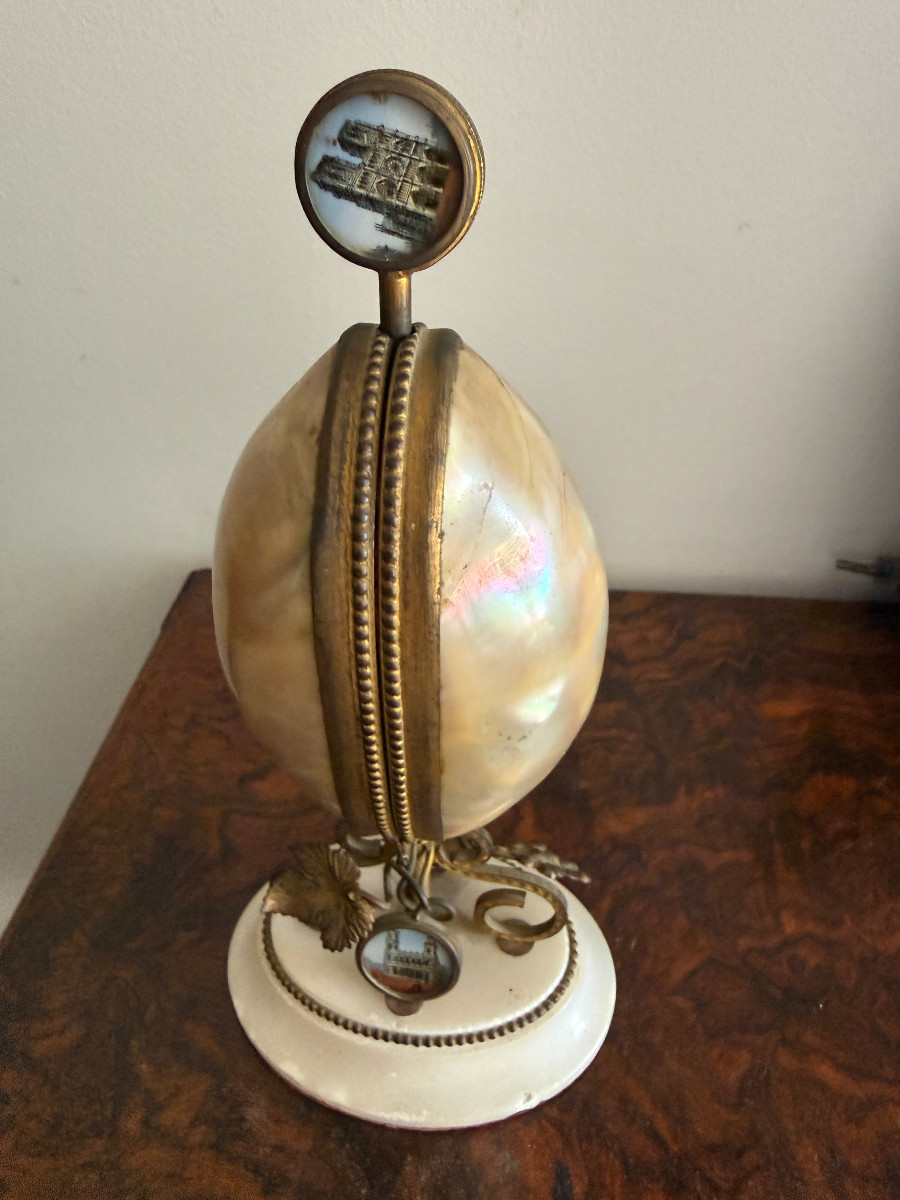 Sewing Kit-accessories Partly In Gold -egg Shape- 4 Views Of Paris-photo-5