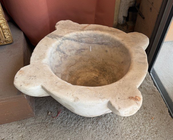 Carrara White Marble Mortar - Widest Diameter: 48 Cm,      Height: 25 Cm-photo-4