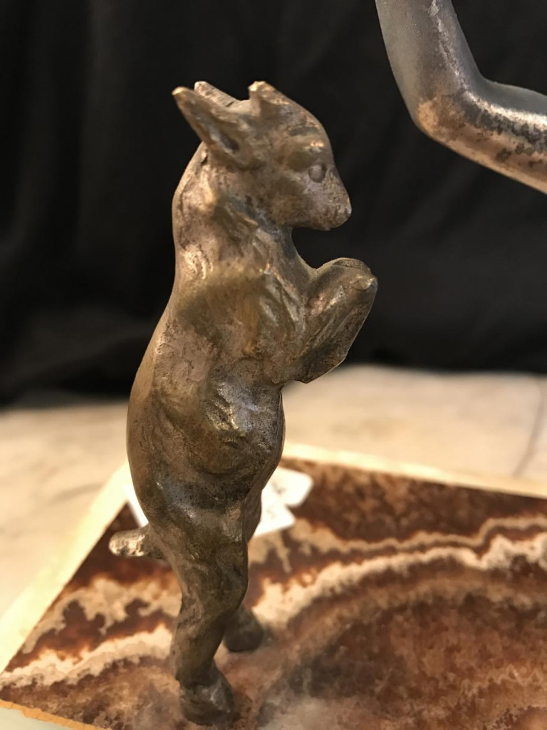 Danseuse En Régule Playing Tambourine, With Her Goat In Bronze-art Deco-photo-3