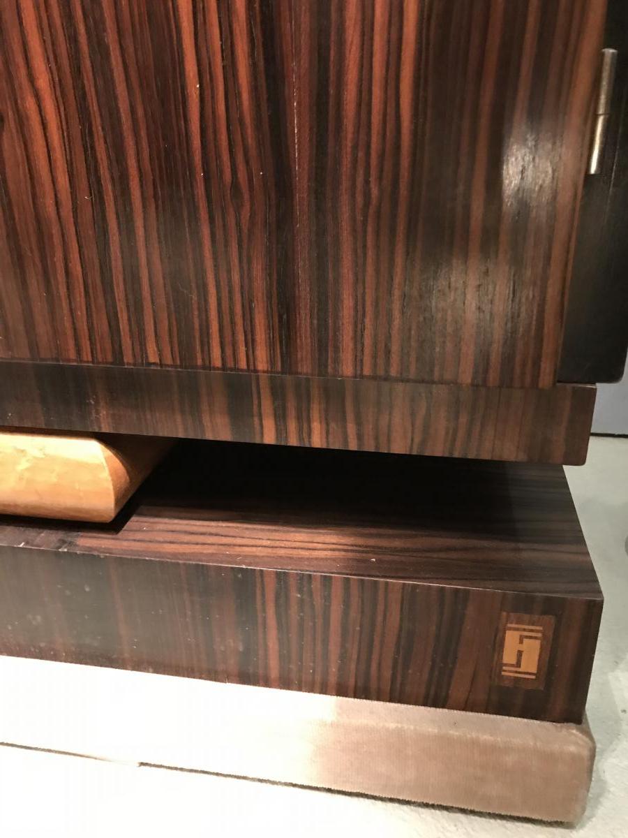Jean Fauré : 5 pièces de salon + bibliothèque Art-déco ébène-photo-4