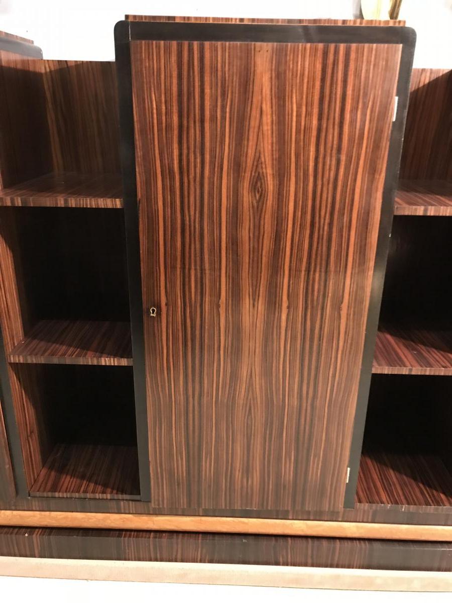 Jean Fauré : 5 pièces de salon + bibliothèque Art-déco ébène-photo-7