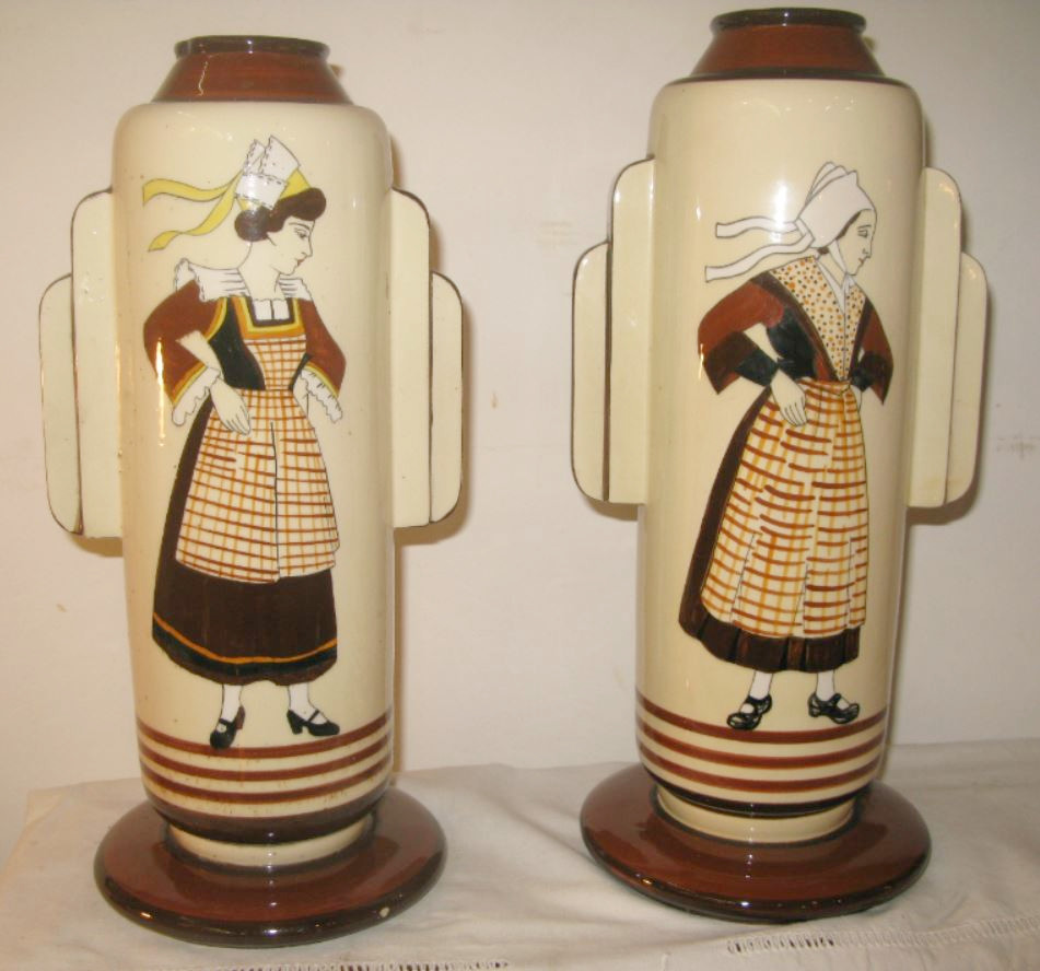 2 Vases Faience Quimper Early Twentieth-photo-3